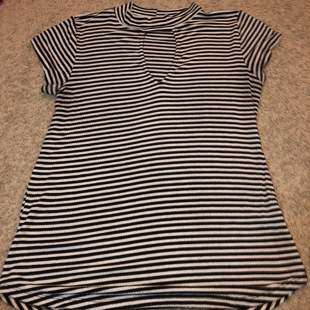 Black and white striped top
